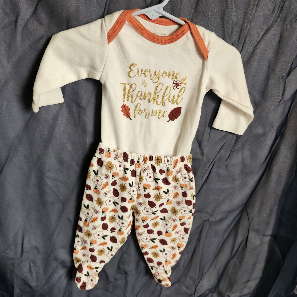 Baby Gear Cream and Orange Matching Footies with Patterned Design